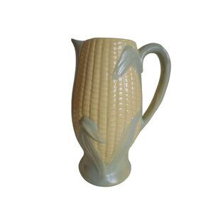 Vintage Corn Cob Pitcher Pottery Yellow Green 1963 Hobbyist Estate